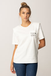 Elisabetta Franchi T-shirt In Jersey con Taschino Stampato MA02056E2 GESSO
