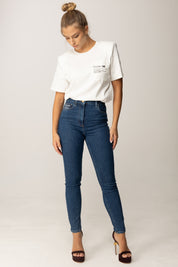 Elisabetta Franchi T-shirt In Jersey con Taschino Stampato MA02056E2 GESSO