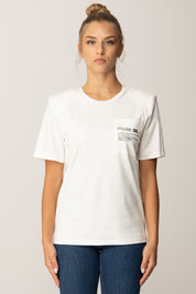 Elisabetta Franchi T-shirt In Jersey con Taschino Stampato MA02056E2 GESSO