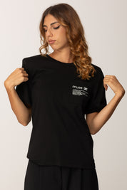 Elisabetta Franchi T-shirt In Jersey con Taschino Stampato MA02056E2 NERO
