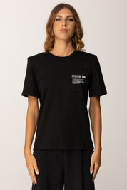 Elisabetta Franchi T-shirt In Jersey con Taschino Stampato MA02056E2 NERO