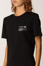 Elisabetta Franchi T-shirt In Jersey con Taschino Stampato MA02056E2 NERO