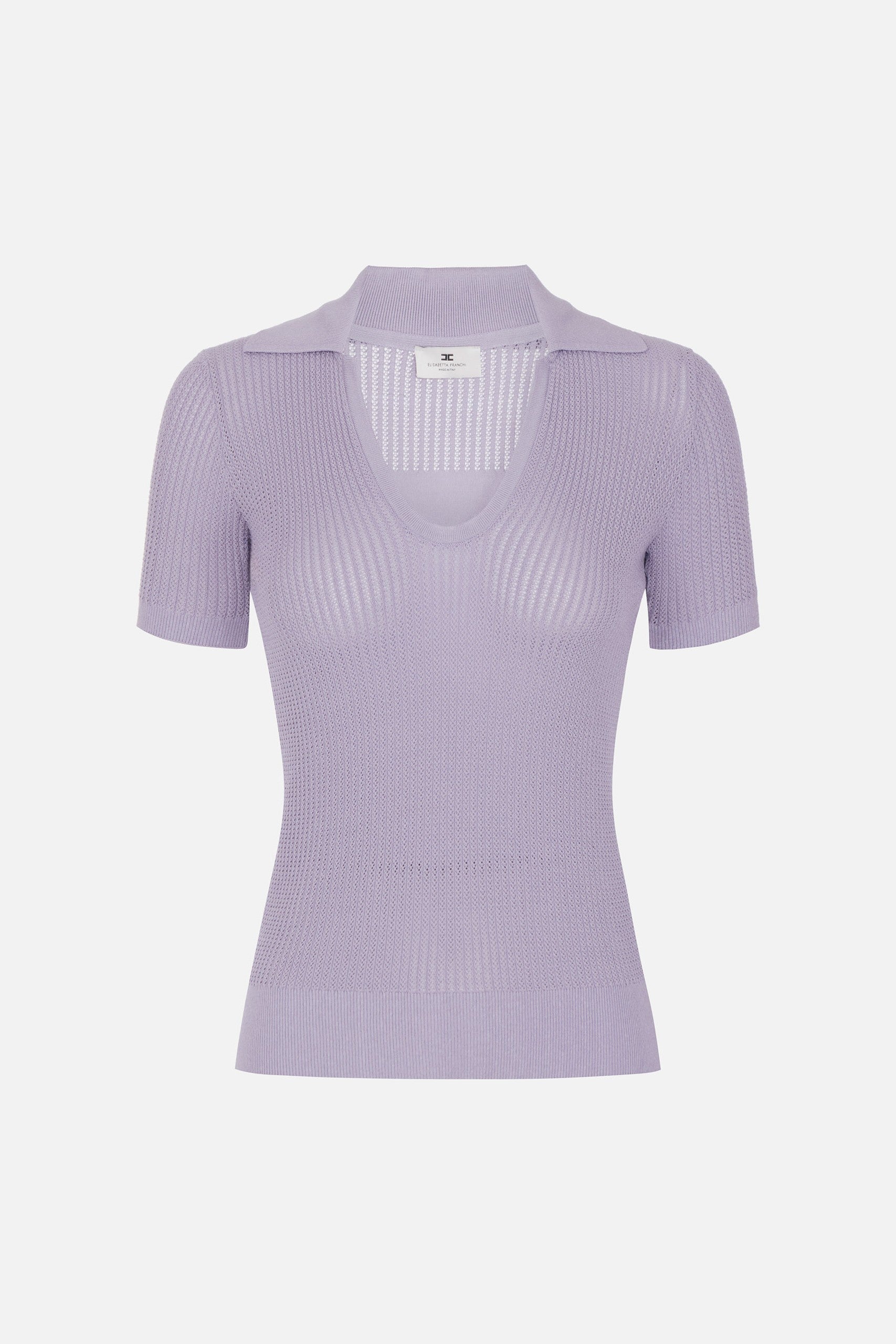 Elisabetta Franchi T-shirt In Maglia con Logo Su Retro MK74Q61E2 LILLA