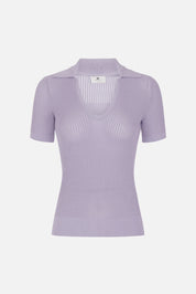 Elisabetta Franchi T-shirt In Maglia con Logo Su Retro MK74Q61E2 LILLA