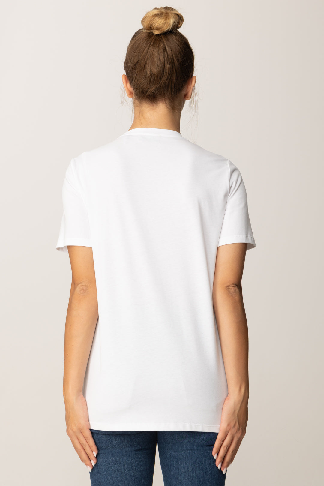 Elisabetta Franchi T-shirt con Logo Lettering e Collana MA02856E2 GESSO