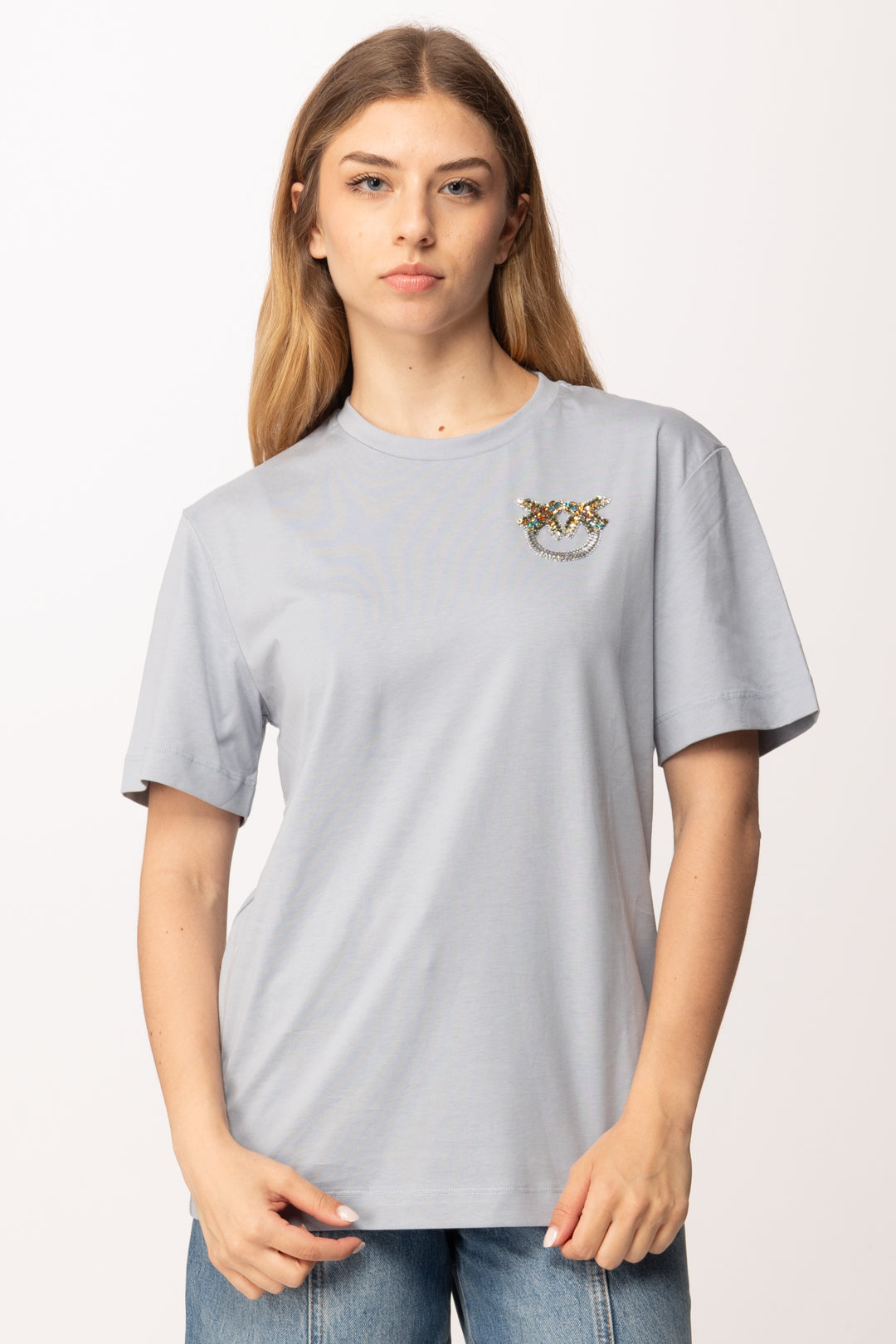 Pinko T-shirt con Ricamo Gioiello Love Birds 105526 A33F E87