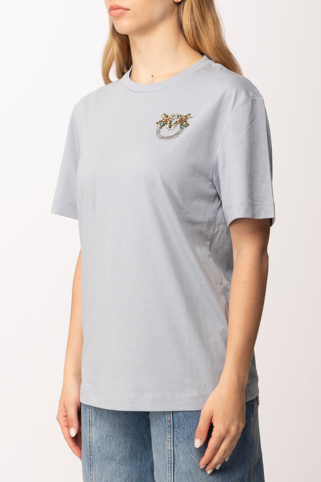 Pinko T-shirt con Ricamo Gioiello Love Birds 105526 A33F E87