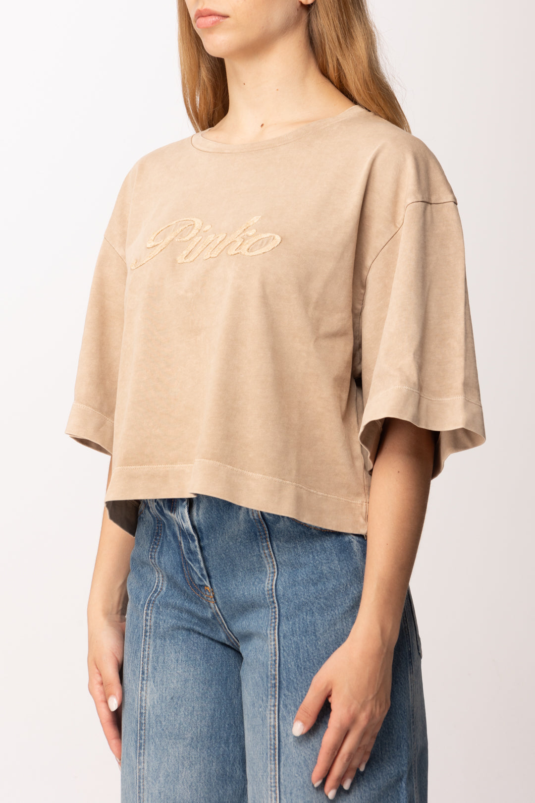 Pinko T-shirt over con logo ricamato 106497 A36T C36