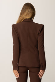 Elisabetta Franchi Tailleur Giacca e Pantalone In Crepe TP00156E2 COFFEE