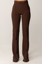 Elisabetta Franchi Tailleur Giacca e Pantalone In Crepe TP00156E2 COFFEE