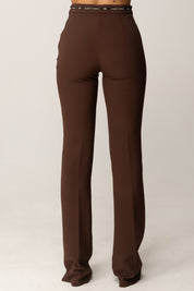 Elisabetta Franchi Tailleur Giacca e Pantalone In Crepe TP00156E2 COFFEE