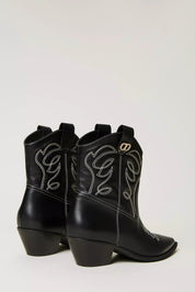 Twinset Stivaletti Texani In Pelle 232TCT228 NERO
