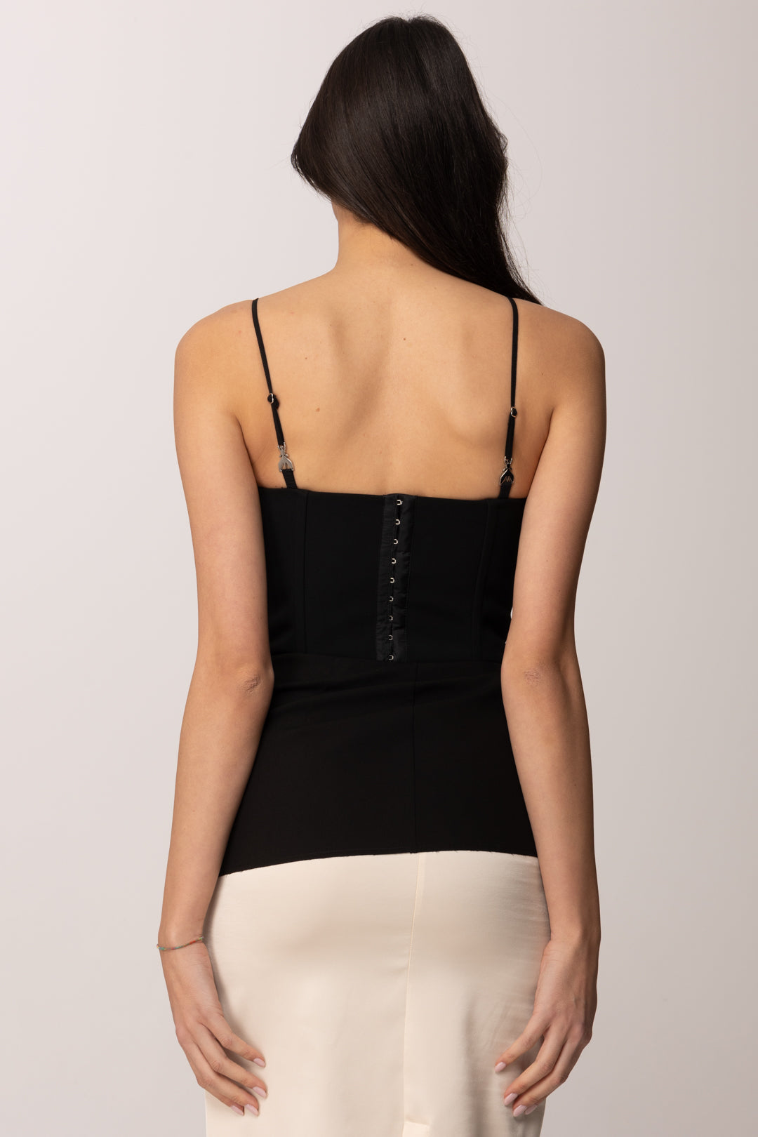 Patrizia Pepe Top Corsetto con inserti in pizzo 8C0830 A6F5 NERO