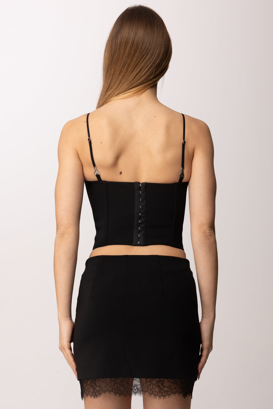 Patrizia Pepe Top Corsetto con inserti in pizzo 8C0830 A6F5 NERO