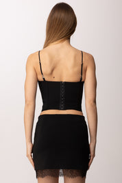 Patrizia Pepe Top Corsetto con inserti in pizzo 8C0830 A6F5 NERO