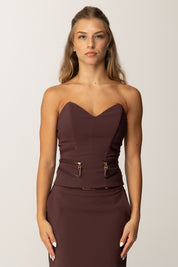  Elisabetta Franchi Top In Crêpe con Zip Decorative TO03656E2 MERLOT