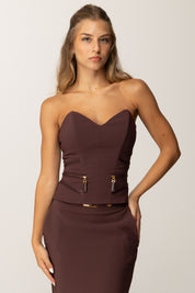 Elisabetta Franchi Top In Crêpe con Zip Decorative TO03656E2 MERLOT