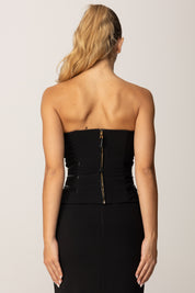Elisabetta Franchi Top In Crêpe con Zip Decorative TO03656E2 NERO