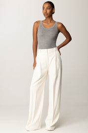 Elisabetta Franchi Top In Lana con Micro-logo Jacquard TK58S56E2 GRIGIO MELANGE