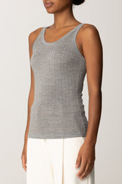 Elisabetta Franchi Top In Lana con Micro-logo Jacquard TK58S56E2 GRIGIO MELANGE