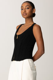 Elisabetta Franchi Top In Maglia In Punto Stoffa con Zip TK57S56E2 NERO