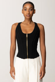 Elisabetta Franchi Top In Maglia In Punto Stoffa con Zip TK57S56E2 NERO