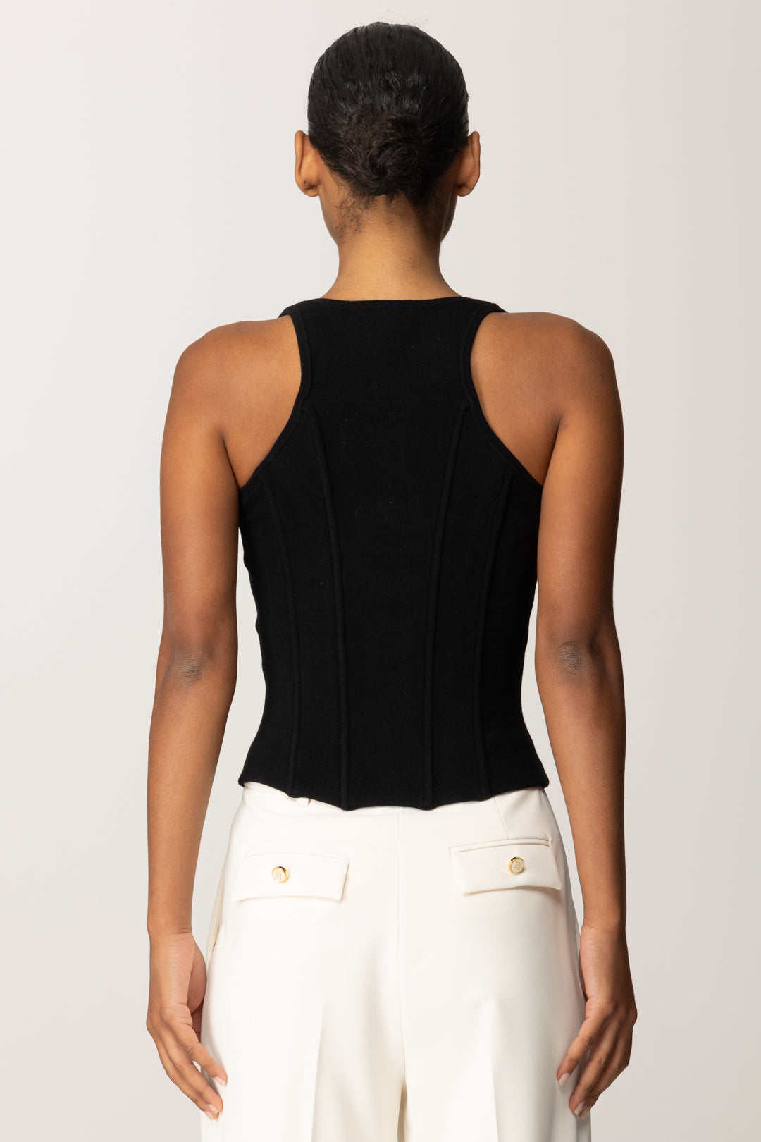 Elisabetta Franchi Top In Maglia In Punto Stoffa con Zip TK57S56E2 NERO