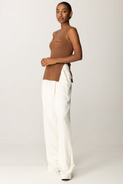 Elisabetta Franchi Top In Maglia a Costine con Taschino TK53B56E2 BROWN SUGAR