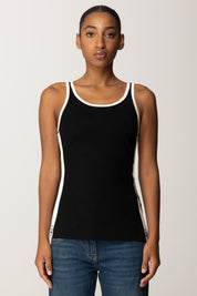 Elisabetta Franchi Top In Maglia con Bande Lucide TK51S56E2 NERO/MILK