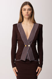 Elisabetta Franchi Top In Maglia con Bande a Righe MK78S61E2 CACAO/LILLA