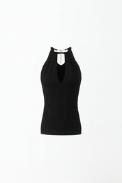 Elisabetta Franchi Top In Maglia con Snake Gioiello TK55S56E2 NERO