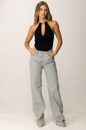 Elisabetta Franchi Top In Maglia con Snake Gioiello TK55S56E2 NERO