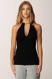 Elisabetta Franchi Top In Maglia con Snake Gioiello TK55S56E2 NERO