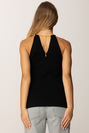 Elisabetta Franchi Top In Maglia con Snake Gioiello TK55S56E2 NERO