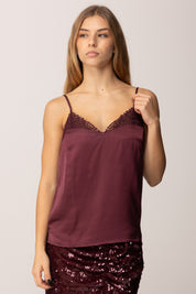 Twin-set Top In Raso con Inserto Pizzo WINESTASTING 252TP2481