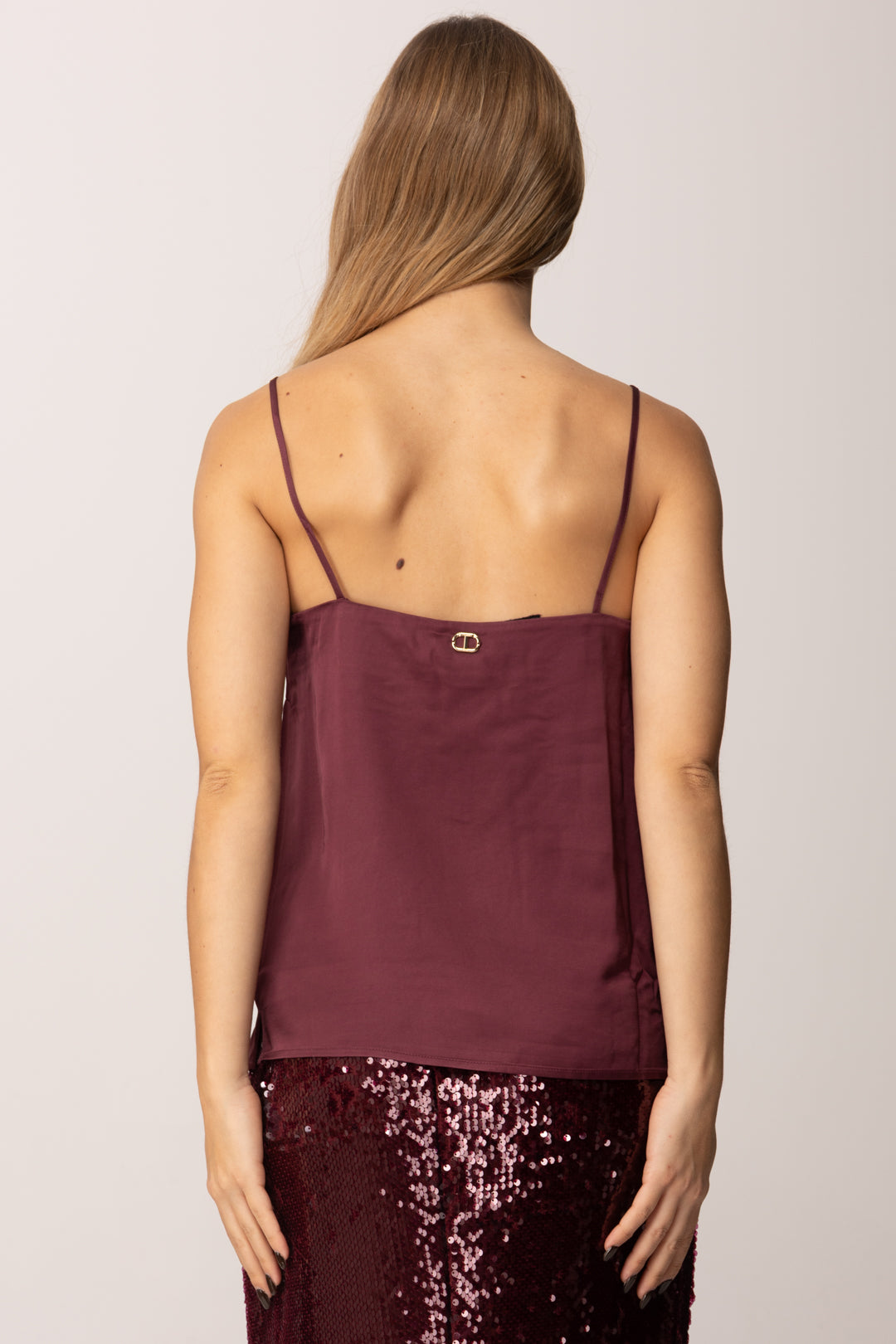 Twin-set Top In Raso con Inserto Pizzo WINESTASTING 252TP2481