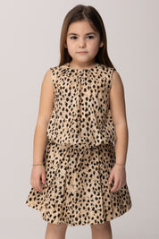 Elisabetta Franchi Bambina Top Smanicato Stampa Animalier EGTO0010CAE07 MACULA CAMMELLO/NERO