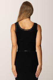 Elisabetta Franchi Top Tricot con Logo e Trasparenze TK54B56E2 NERO