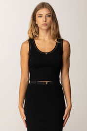 Elisabetta Franchi Top Tricot con Logo e Trasparenze TK54B56E2 NERO