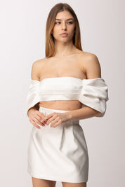 Elisabetta Franchi Top a Fiocco In Duchesse TO05662E2 AVORIO