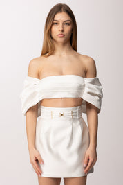 Elisabetta Franchi Top a Fiocco In Duchesse TO05662E2 AVORIO