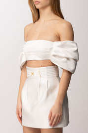Elisabetta Franchi Top a Fiocco In Duchesse TO05662E2 AVORIO