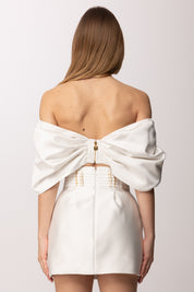 Elisabetta Franchi Top a Fiocco In Duchesse TO05662E2 AVORIO