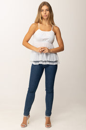 Khloefemme Top con Balza In Pizzo 25476 BIANCO