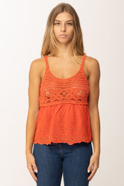 Khloefemme Top con Corpino Macramé Y002 ARANCIO