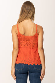 Khloefemme Top con Corpino Macramé Y002 ARANCIO