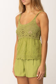 Khloefemme Top con Corpino Macramé Y002 VERDE