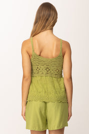 Khloefemme Top con Corpino Macramé Y002 VERDE