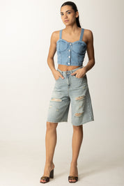 Khloe Femme Top crop in jeans LA525 DENIM