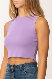 Khloefemme Top girocollo crop a costine ZS58521 GLICINE